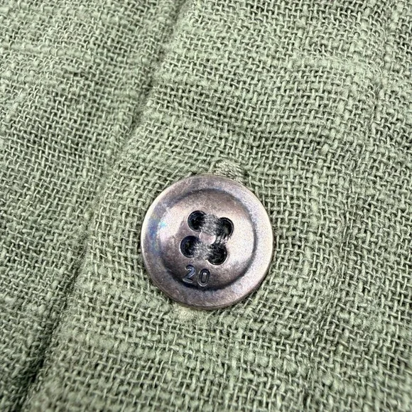 GREG LAUREN Linen Short Sleeve Studio Shirt Green Size 3 Made in USA